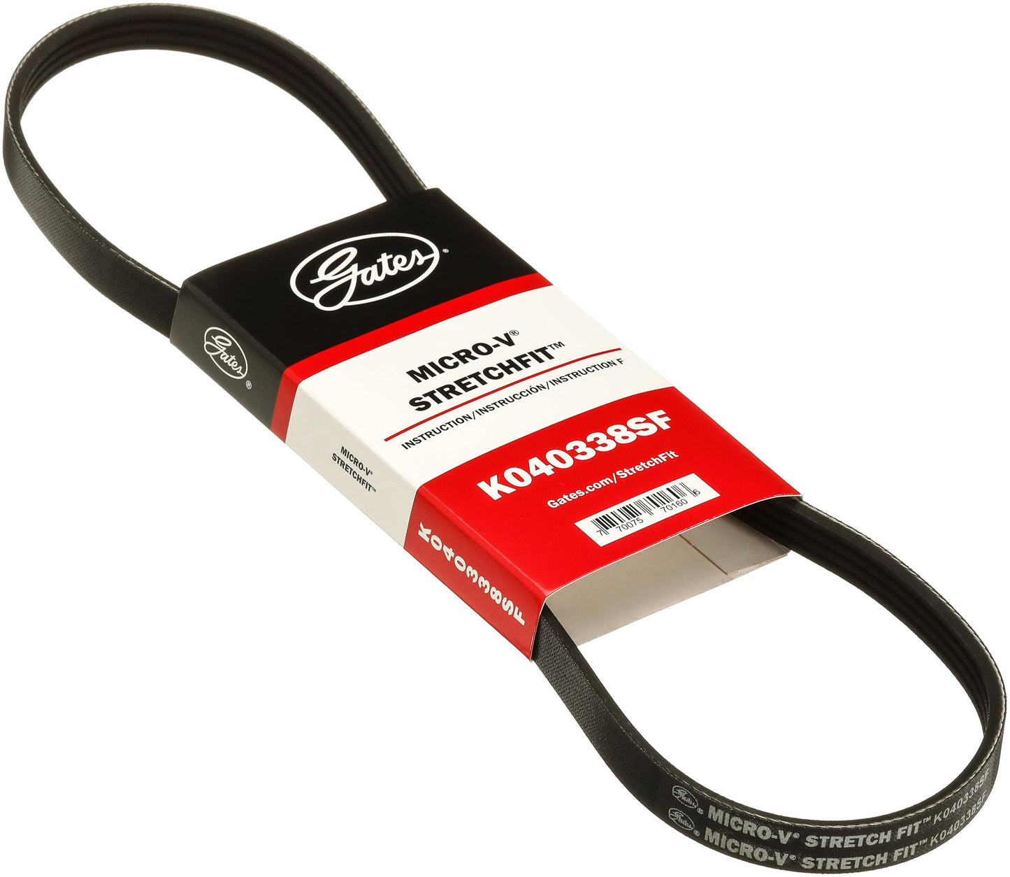 Gates K040338SF Stretch Fit Micro V Serpentine Drive Belt