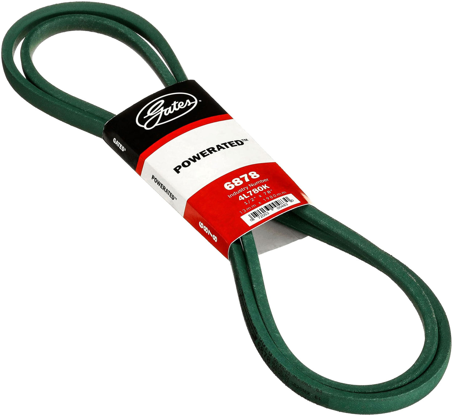 Gates 6878 PoweRated V-Belt, 4L Section, 1/2"" Width, 5/16"" Height, 78.0"" Belt Outside Circumference", black